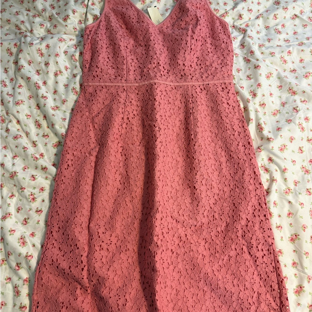 Ann Taylor Pink Sleeveless V-Neck Midi Dress